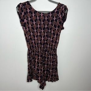 Billabong Lace-up Back Shorts Romper Blue and Pink Flutter Sleeve Size S Small